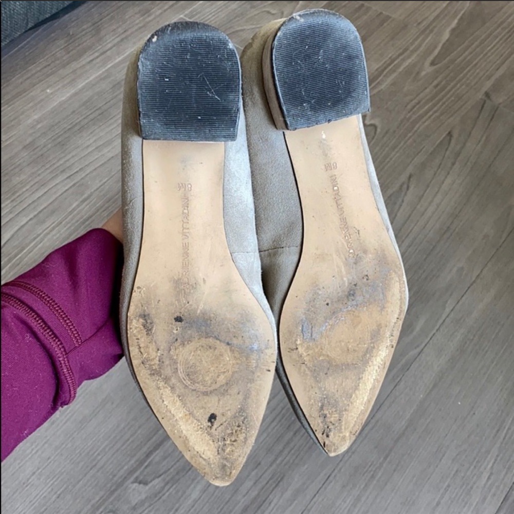 Adrienne Vittadini Falla Suede Greige Low Heels - Picture 5 of 8